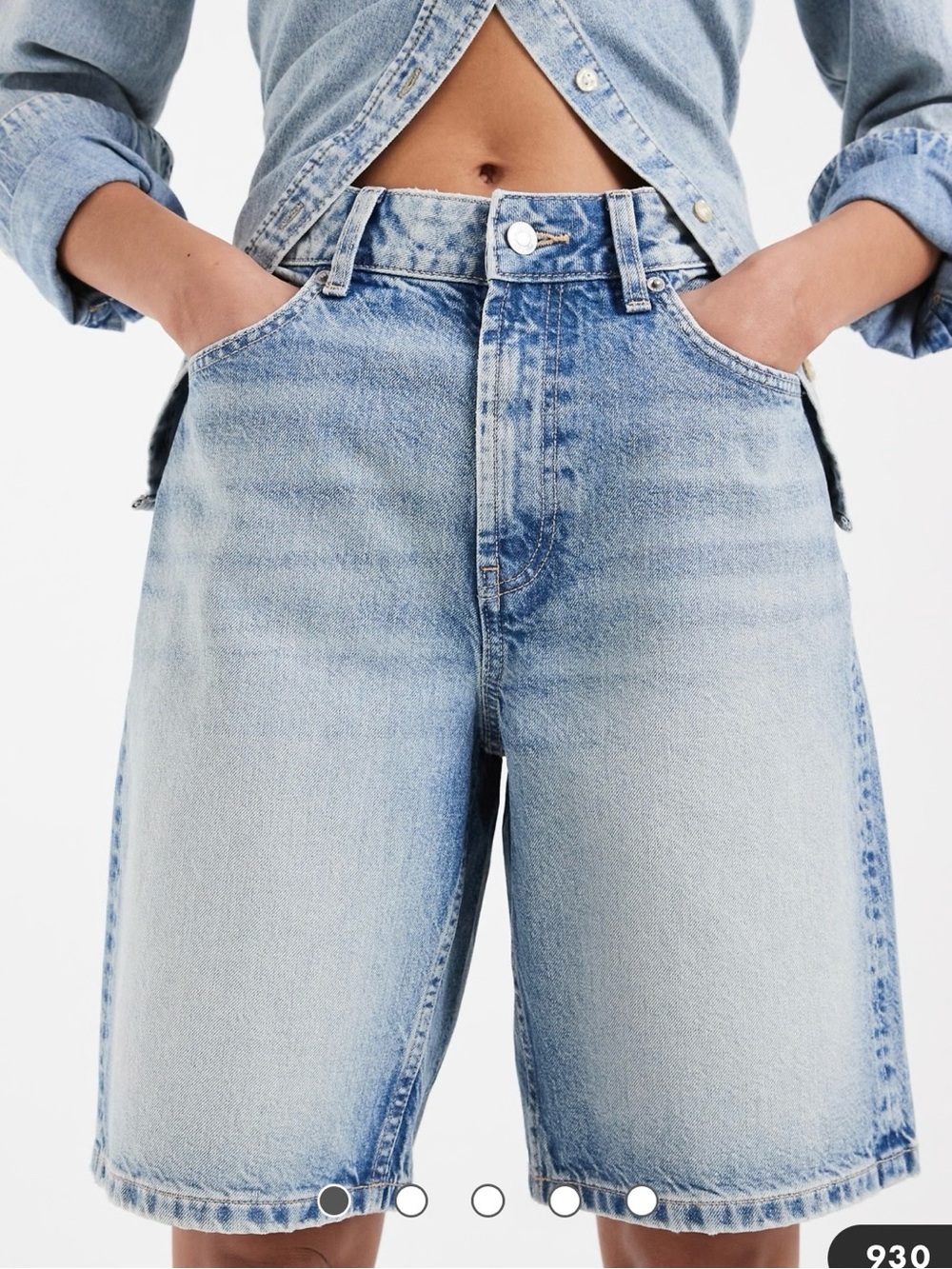 ASOS  Bermuda Light Blue High-Rise Denim with Raw Hem